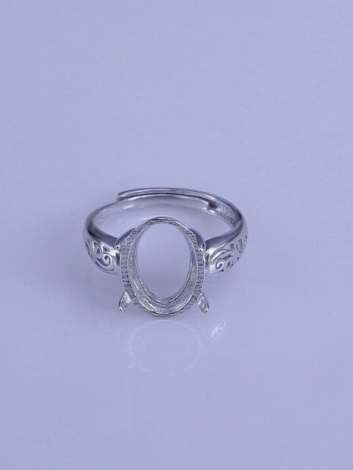Supply 925 Sterling Silver 18K White Gold Plated Geometric Ring Setting Stone size: 10*14mm