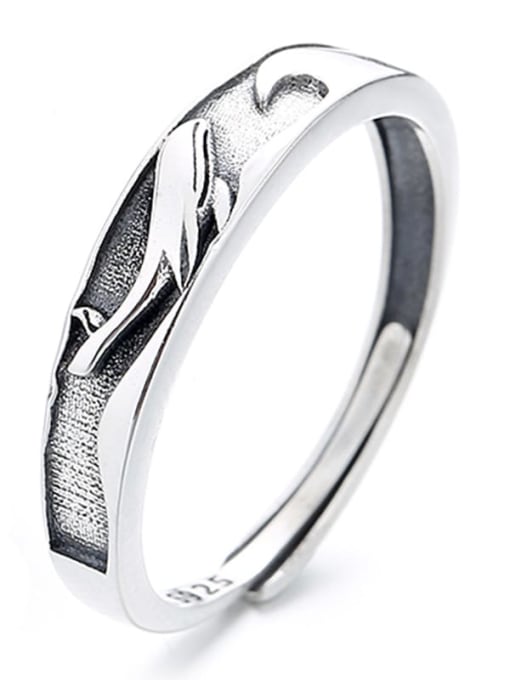 703FJ Whale approximately 2.1g 925 Sterling Silver Geometric Vintage Band Ring