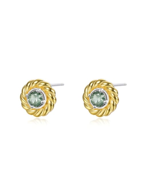 E3363 Gold 925 Sterling Silver Cubic Zirconia Round Dainty Stud Earring