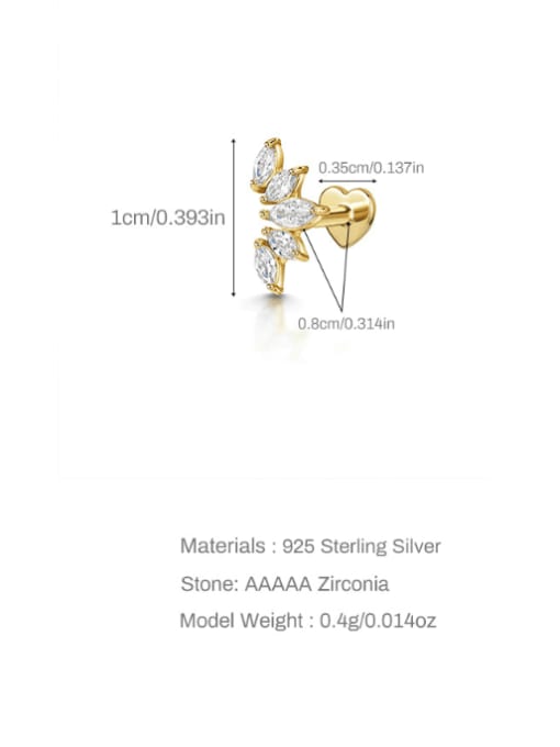 Single Gold 4 925 Sterling Silver Cubic Zirconia Geometric Dainty Single Earring