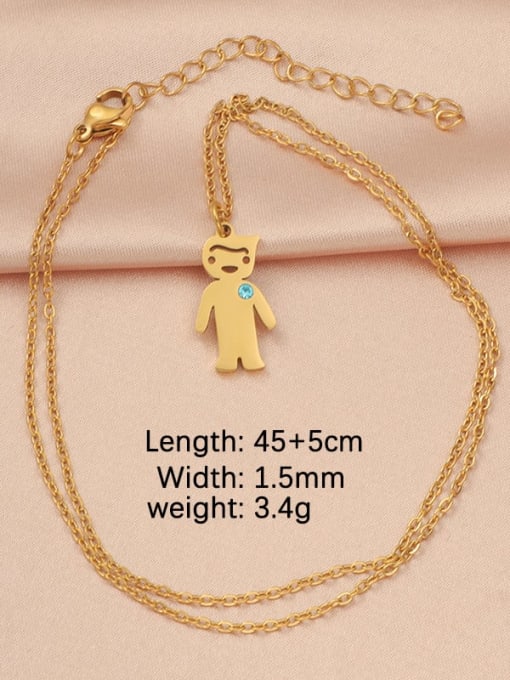 18K gold  boy Stainless steel Irregular Cute Necklace