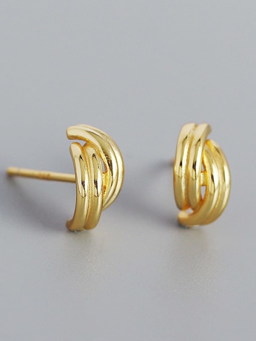 Golden color 925 Sterling Silver Geometric Vintage Stud Earring