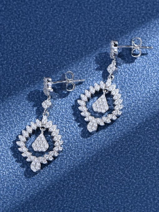 A&T Jewelry 925 Sterling Silver Cubic Zirconia Geometric Luxury Cluster Earring 2