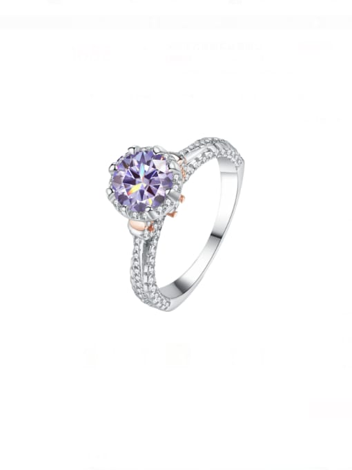 1 cT (light purple Mosang diamond) 925 Sterling Silver Moissanite Geometric Dainty Band Ring