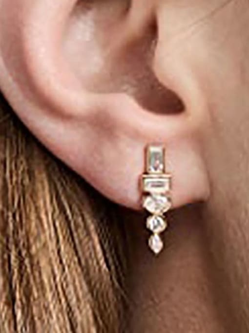 YUANFAN 925 Sterling Silver Cubic Zirconia Geometric Minimalist Drop Earring 1