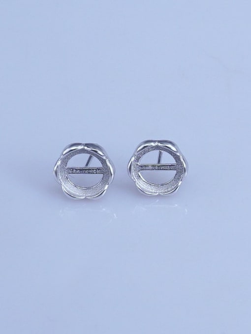 Supply 925 Sterling Silver 18K White Gold Plated Round Earring Setting Stone size: 8*8mm 0