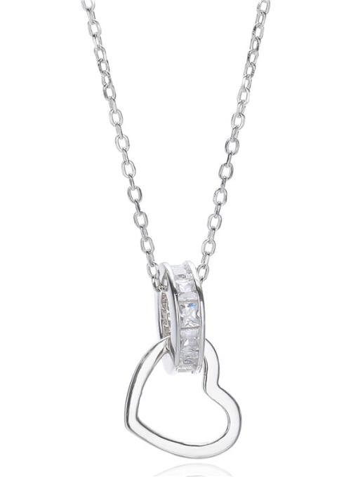 ARTTI 925 Sterling Silver Cubic Zirconia White Heart Minimalist Necklace 3