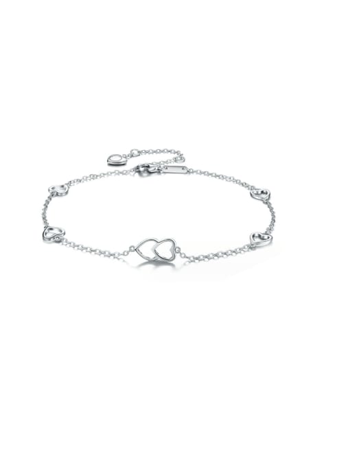 Silver ESI0014B 925 Sterling Silver Heart Minimalist Link Bracelet