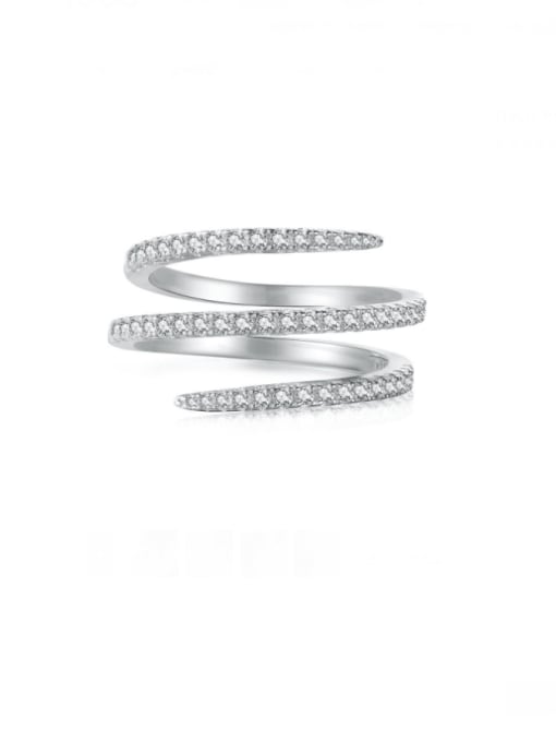 STL-Silver Jewelry 925 Sterling Silver Cubic Zirconia Geometric Minimalist Stackable Ring 0