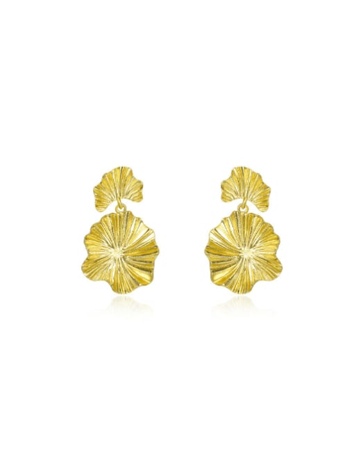 E3462 gold 925 Sterling Silver Flower Minimalist Drop Earring