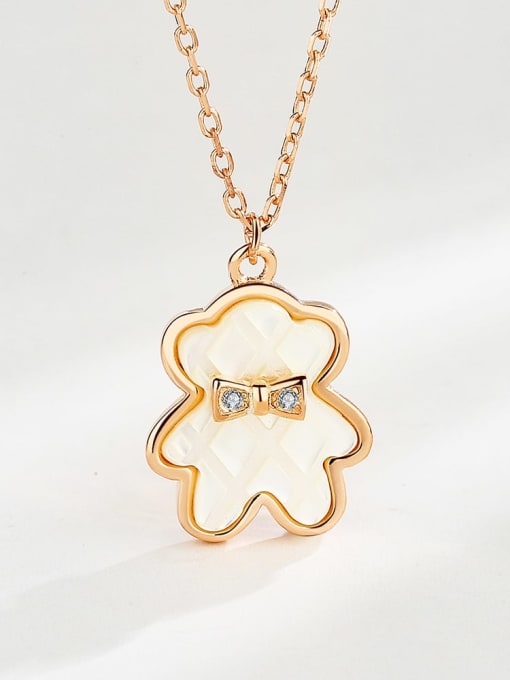 Rose Gold 925 Sterling Silver Shell Bear Cute Necklace