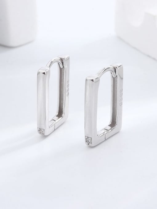 Platinum 925 Sterling Silver Rectangle Earring