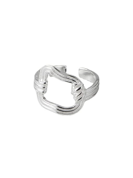 ARTTI 925 Sterling Silver Geometric Minimalist Irregular Hollow Band Ring 0