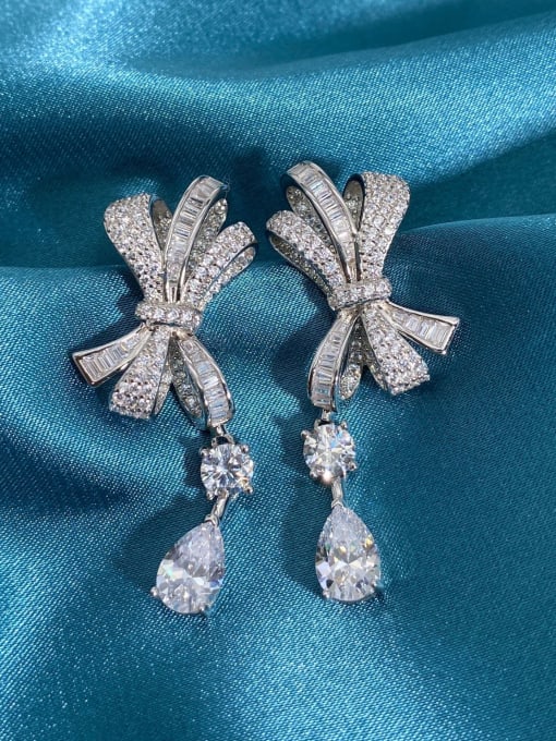 A&T Jewelry 925 Sterling Silver High Carbon Diamond Butterfly Luxury Cluster Earring 2