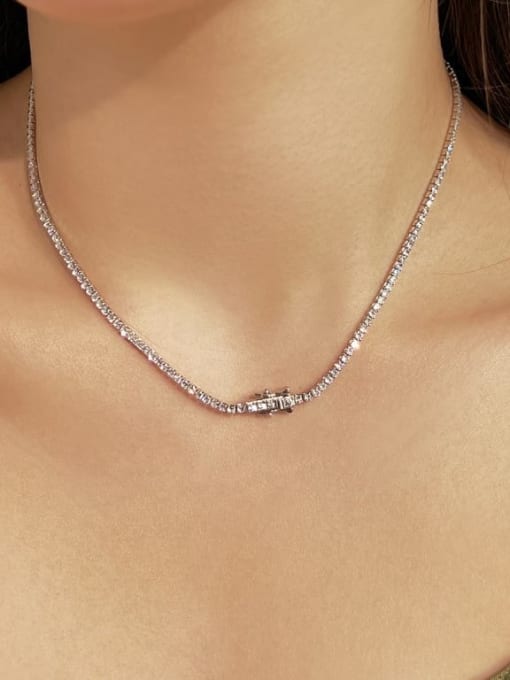 STL-Silver Jewelry 925 Sterling Silver Cubic Zirconia Geometric Minimalist Necklace 2