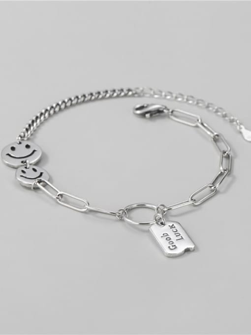 ARTTI 925 Sterling Silver Geometric Vintage Asymmetric chain Link Bracelet 2