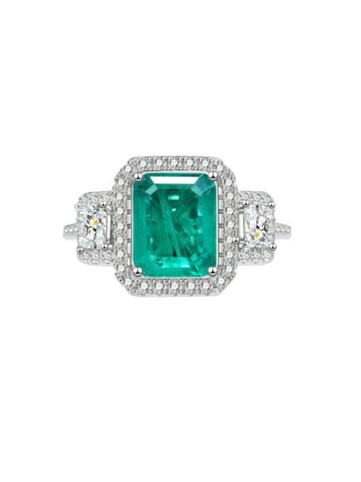 Emerald 925 Sterling Silver Cubic Zirconia Geometric Dainty Band Ring