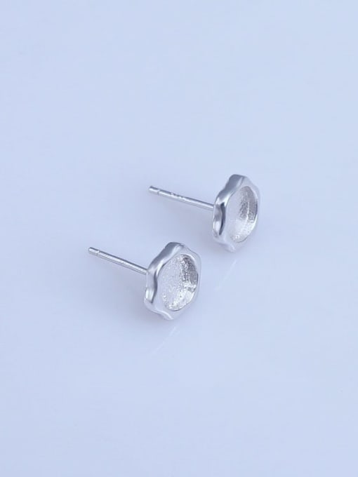 Supply 925 Sterling Silver 18K White Gold Plated Hexagon Earring Setting Stone size: 6*6mm 2