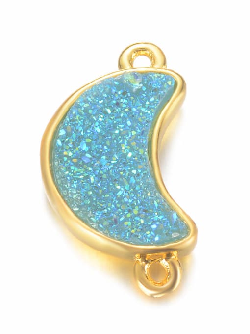 Sky blue Copper Alloy Crystal Moon Charm Height : 9mm , Width: 18.5mm