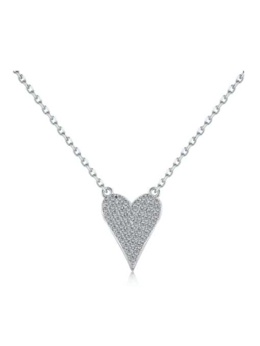 DY190698 S W WH 925 Sterling Silver Cubic Zirconia Minimalist Heart  Earring and Necklace Set