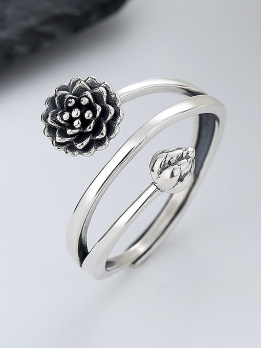 TAIS 925 Sterling Silver Flower Vintage Band Ring 3