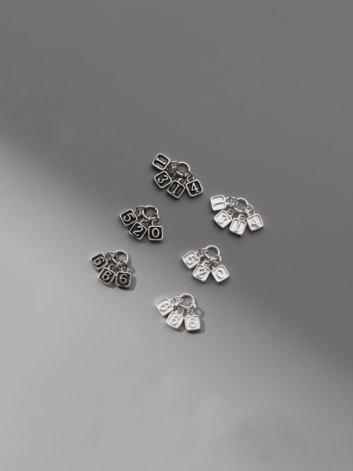 FAN 925 Sterling Silver Number Vintage Charms 0