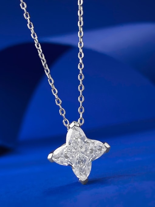 M&J 925 Sterling Silver Cubic Zirconia Four-pointed star alien  Minimalist Necklace 1