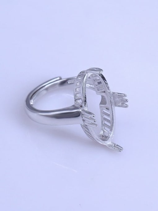Supply 925 Sterling Silver 18K White Gold Plated Geometric Ring Setting Stone size: 10*20mm 2
