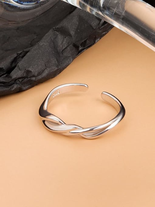 Platinum 925 Sterling Silver Minimalist Twist  Knot Band Ring