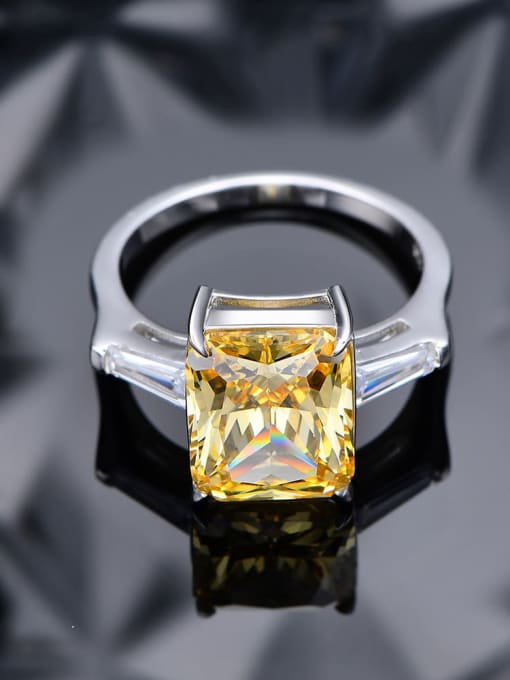 Yellow Diamond 6 925 Sterling Silver High Carbon Diamond Geometric Dainty Band Ring