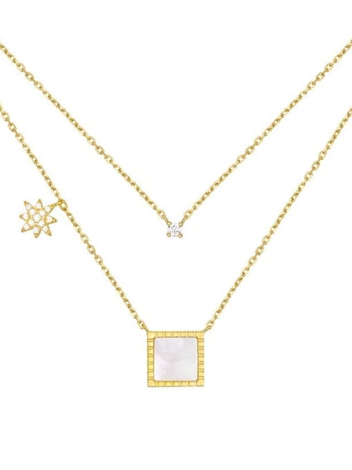 golden 925 Sterling Silver Geometric Minimalist Multi Strand Necklace