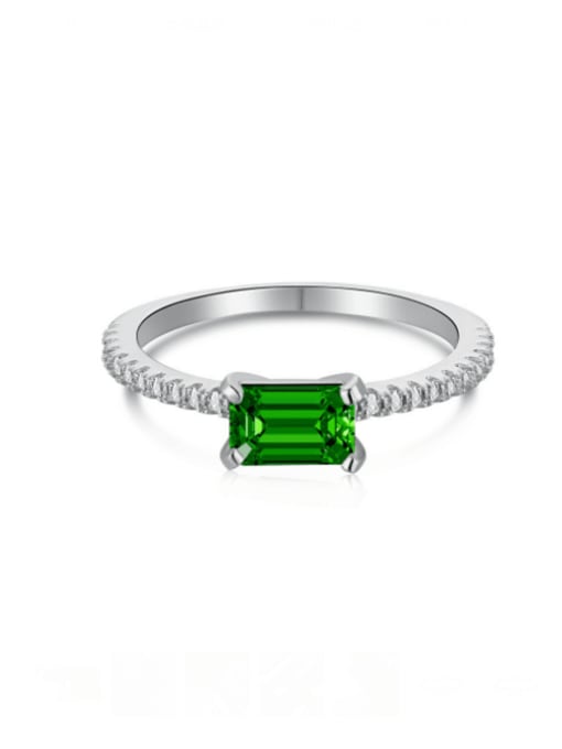 DY120171 green 925 Sterling Silver Cubic Zirconia Geometric Minimalist Band Ring