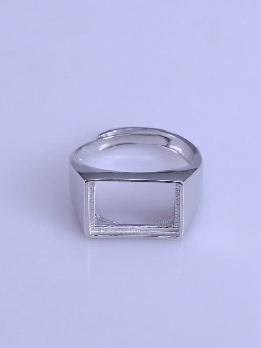 Supply 925 Sterling Silver 18K White Gold Plated Geometric Ring Setting Stone size: 10*14mm 0