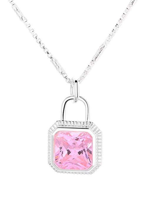 535LMf Pink approximately 5.8g 925 Sterling Silver Cubic Zirconia Geometric Dainty Necklace