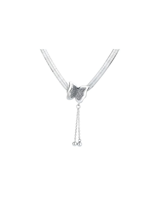 TAIS 925 Sterling Silver Butterfly Vintage Lariat Necklace