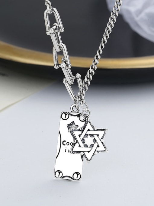 TAIS 925 Sterling Silver Pentagram Vintage Tassel Necklace 3
