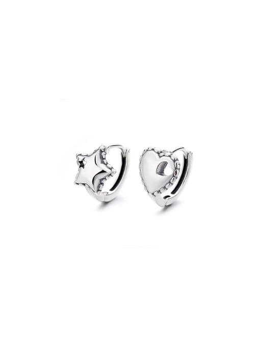 273RM3.4g 925 Sterling Silver Heart Vintage Stud Earring