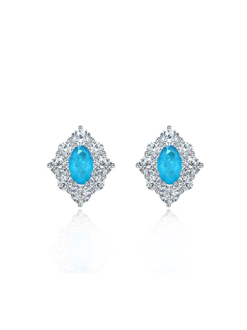 A&T Jewelry 925 Sterling Silver High Carbon Diamond Geometric Luxury Stud Earring 0