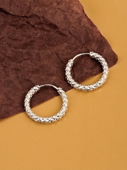 Platinum (large) 925 Sterling Silver Geometric Minimalist Huggie Earring