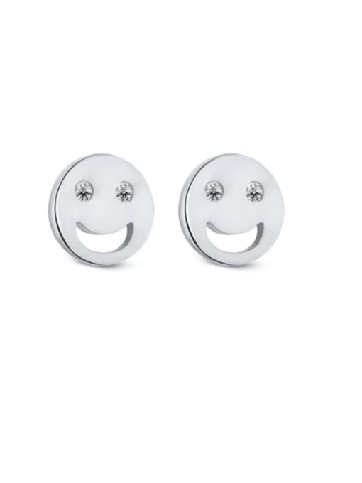 Platinum DY1D0056 925 Sterling Silver Smiley Minimalist Stud Earring