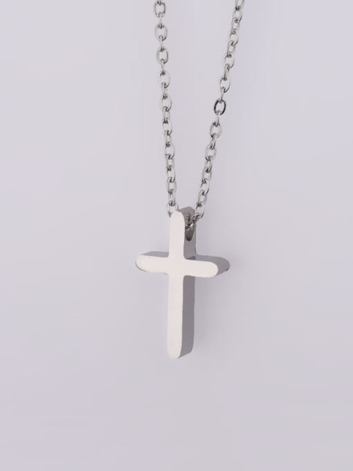 Steel color Stainless steel Cross Minimalist Necklace