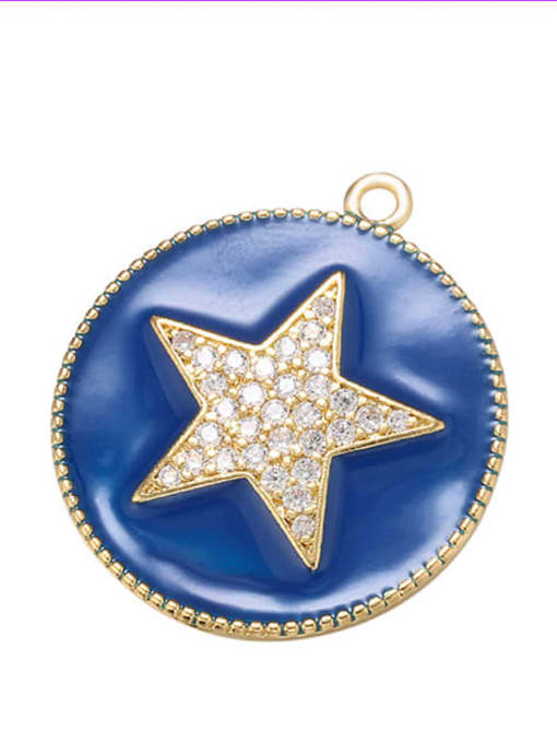 blue Brass Microset Oil Drop Pentagram Pendant