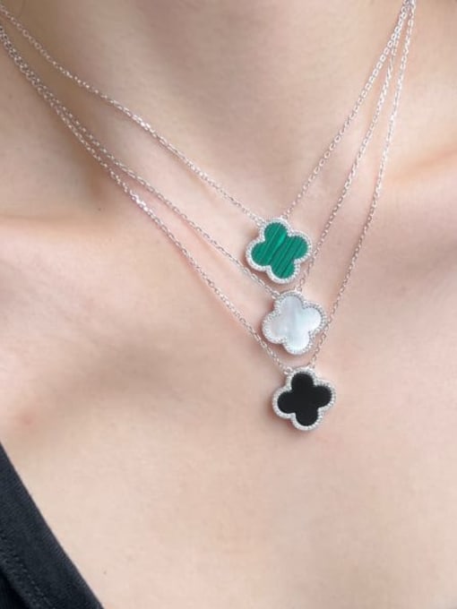 STL-Silver Jewelry 925 Sterling Silver Shell Clover Minimalist Necklace 1