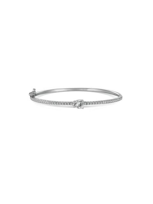 STL-Silver Jewelry 925 Sterling Silver Cubic Zirconia Heart Dainty Band Bangle 0