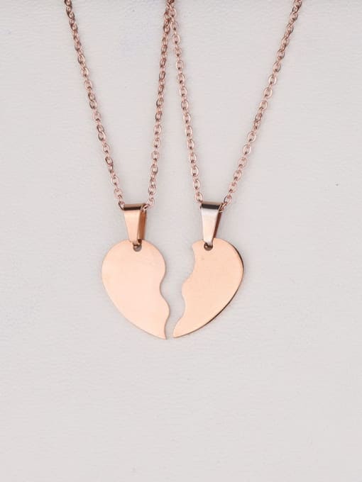 Rose gold set Stainless steel Heart Minimalist Necklace