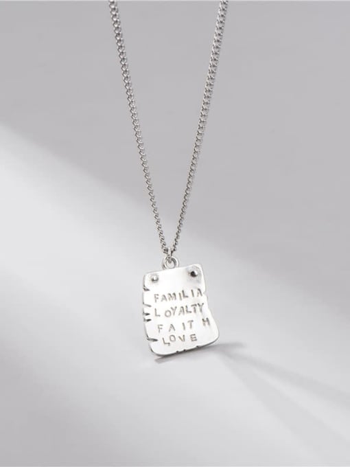 Square brand English lettering Necklace 925 Sterling Silver Irregular Minimalist Necklace