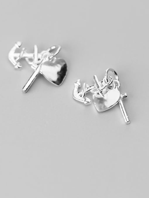 FAN 925 Sterling Silver anchor heart cross Charm Height : 15 mm , Width: 15 mm 0