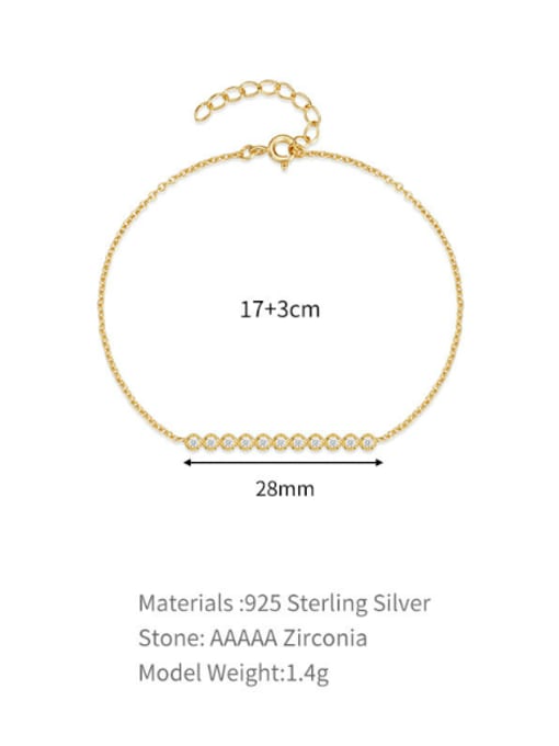 YUANFAN 925 Sterling Silver Cubic Zirconia Geometric Dainty Link Bracelet 2