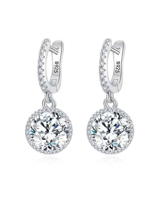 A&T Jewelry 925 Sterling Silver High Carbon Diamond Geometric Dainty Drop Earring 0