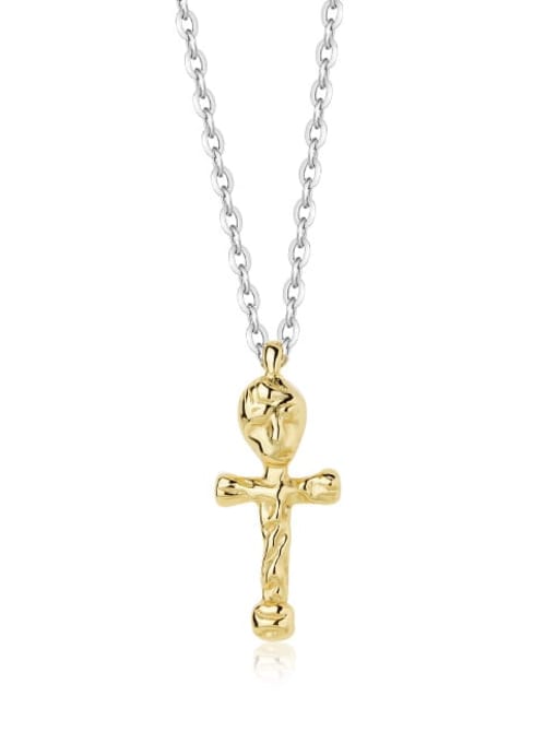 YUANFAN 925 Sterling Silver Cross Minimalist Regligious Necklace